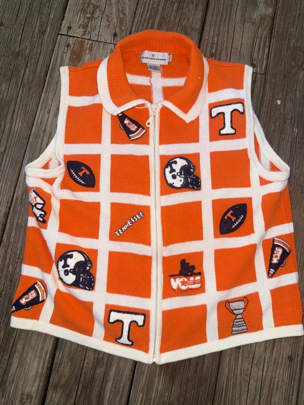 Vintage Tennessee Orange Knit Zip Vest‎ by castles sport large